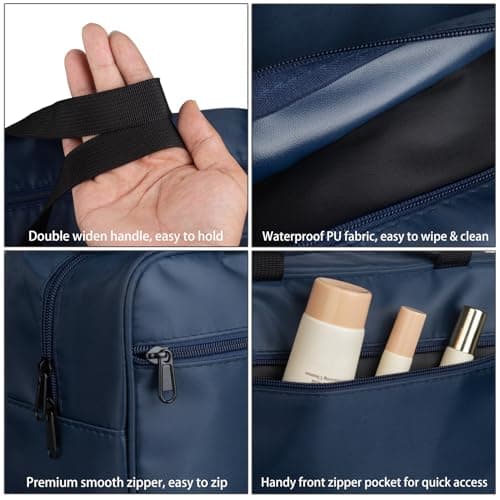 FITDON Full Size Toiletry Bag Large Travel Wash Bag, Portable Makeup Bag Organizer Shaving Gym Shower Bathroom Bag, Blue — view 3
