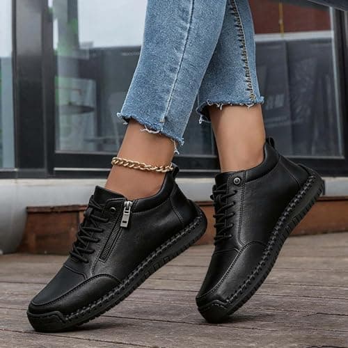 Orthopedic Trainers for Women Trainers with Side Zip Outdoor Casual Driving and Walking Shoes Comfy Shoes for Women and Mens Loafers Outdoor Non Slip Hiking Sneakers (Black, 9) — view 3