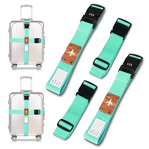 SUWEIR Luggage Straps Set (2 with Lock), Adjustable Suitcase Belts