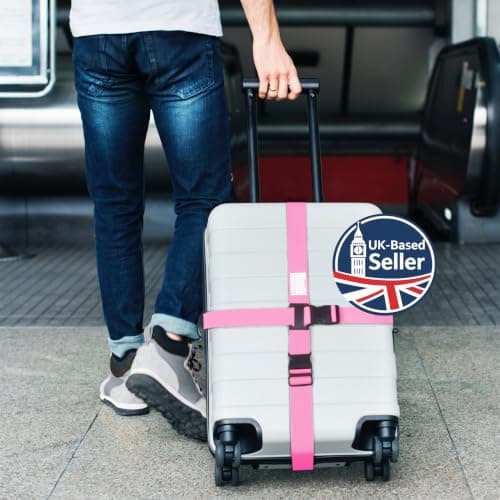 OW-Travel Personalised Cross Luggage Straps for Suitcases, Pink, 1 Pack — view 2
