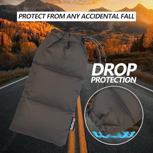 SAFACUS Thermal Phone Case for Outdoor Camping Beach Skiing - Prevents Freezing & Overheating, Extends Battery Life, Drop Proof, for Smart Phone Pouch Cover Bags (brown) — view 5