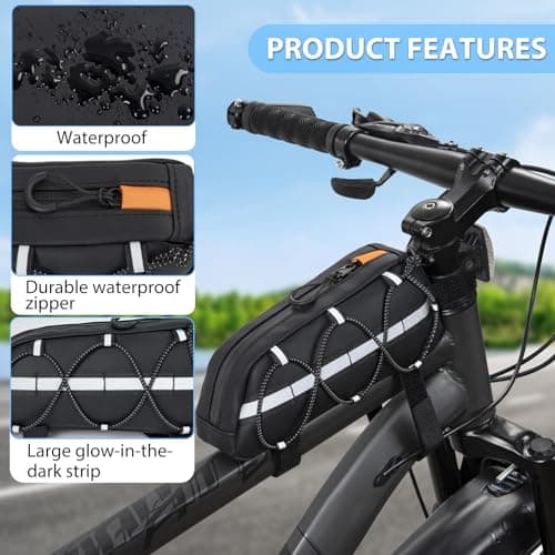 FREEAMG Bike Frame Bag, 1.2L Bicycle Top Tube Bag with Reflective Strips — view 4