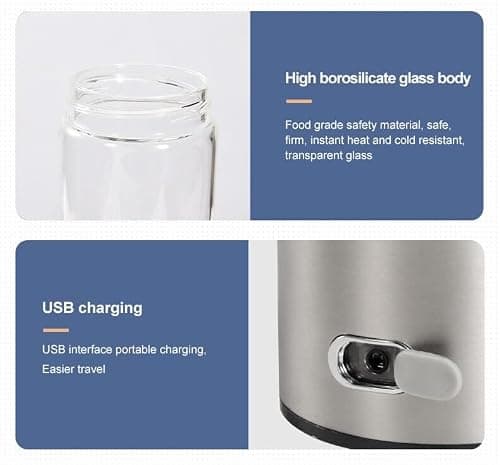 Hydrogen Rich Water Bottle - SPE/PEM Electrolysis, Portable Hydrogen Water Generator, 420ml Glass, USB Rechargeable — view 5