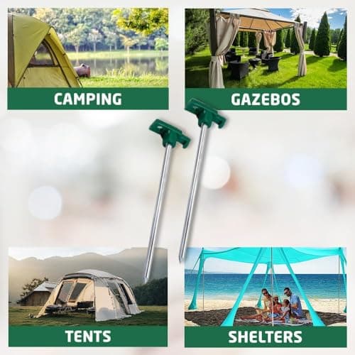 1Above Heavy Duty Storm Tent Pegs 10pk | Super Sharp Tips | Galvanized Steel Rust Proof | 25x2.4cm | Ideal for Tents, Gazebos & Awnings — view 6