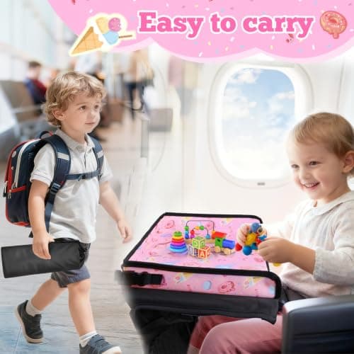Babenest Airplane Tray Table Cover for Kids with Pockets, Candy Pink — view 6