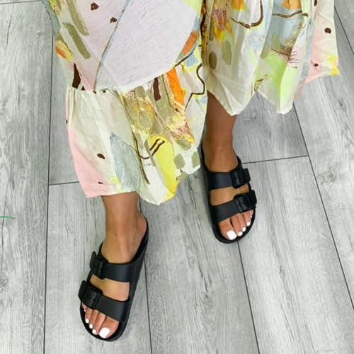 Yinka Shoes Ladies Double Buckle EVA Sandals (Black, uk_footwear_size_system, adult, women, numeric, medium, numeric_5) — view 2