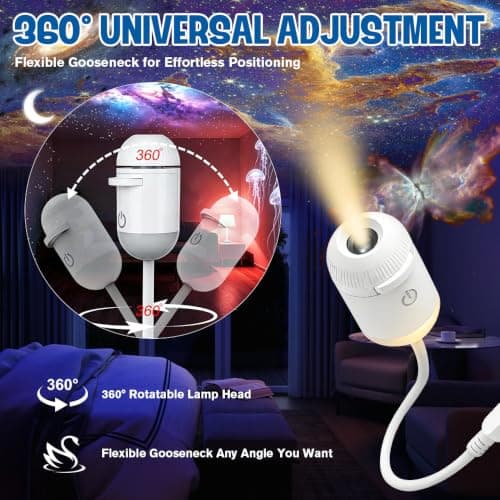 SKJJM 2-in-1 Galaxy Projector Night Light, Star Projector Night Light with 12 Sliding Projection Films, 360° Adjustable Starry Sky Lamp, USB Starry LED Lights for Bedroom Ceiling Car &Home Decoration — view 5