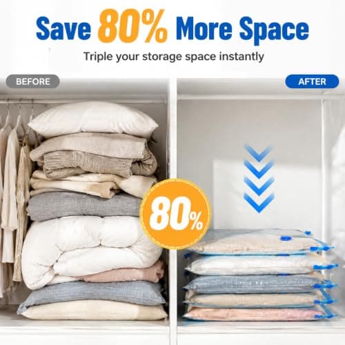 10-Pack Vacuum Storage Bags 40x60cm - Space Saver for Clothes, Quilts, Pillows & Blankets, Transparent Blue Airtight Seal (Reusable & Heavy-Duty) — view 6