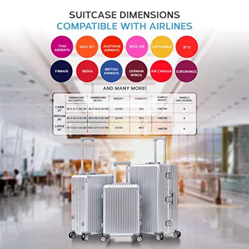Flight Knight Premium Travel Suitcase - 8 Spinner Wheels - Built-in TSA Combination Lock Lightweight ABS Hard Shell Carry on Check in Luggage with Highly Durable - Approved for Over 34 Airlines — view 6