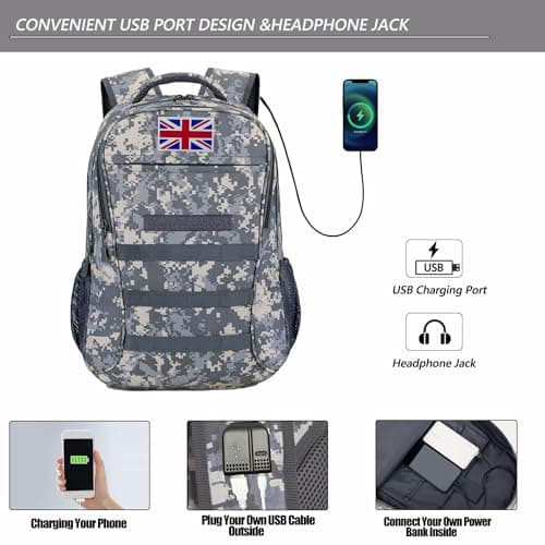 gulimirror Camo Backpack for Boys School Kids Military Tactical Rucksack — view 4