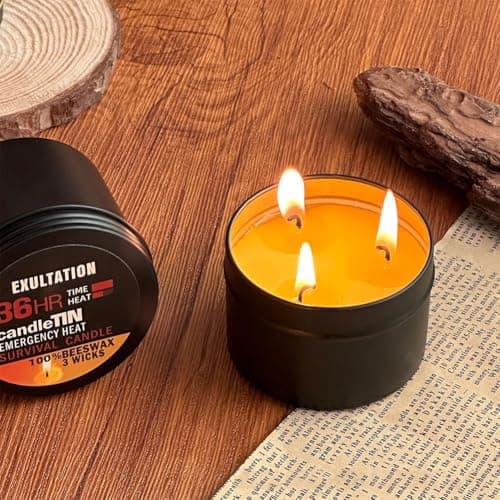 Long-Burning Emergency Candle,3 Wicks,Camping Candles Survival, Long Lasting Disaster Candle,36-Hour Survival Kit in Tin Box for Blackouts, Winter Storms, Hunting, and Camping — view 3