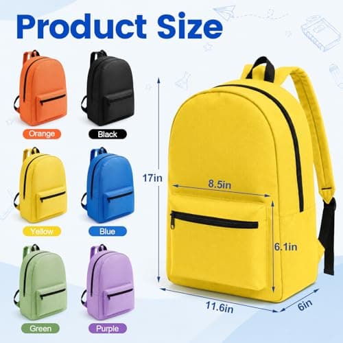 BAYSING 12 Pack Bulk Backpacks, Wholesale 17-Inch Lightweight Bookbags for Daily Use, Travel, Gym, Outdoor Activities, Events & Corporate Bundles, 6 Assorted Colors — view 3