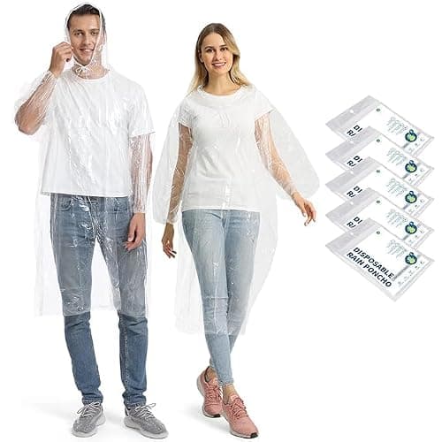 Opret Disposable Rain Ponchos 5 Pack, Emergency Raincoats, Waterproof
