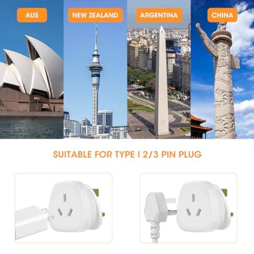 Aieve Australia to UK Plug Adapter, AUS NZ to UK Power Plug Adaptor, British Converter Travel Adapter for Australian/Argentina/Fiji (3-Pack) — view 2