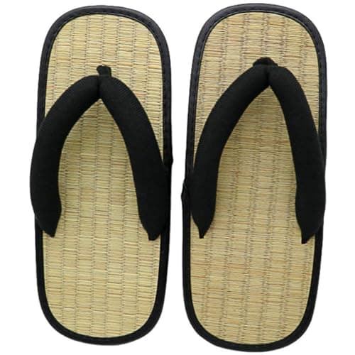 Baokuan Traditional Japanese Tatami Straw Sandal Zori Non Slip Lightweight Indoor Summer Beach Sandals Woven Straw Bamboo Slippers