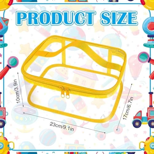 4 Pcs Clear PVC Toy Storage Bags with Handles 9.1x6.7x3.9 Inch Travel Toiletry Bags Waterproof Toy Storage Organizer Pouch with Zipper, Toys Board Game Storage Container for Building Blocks Puzzle — view 2