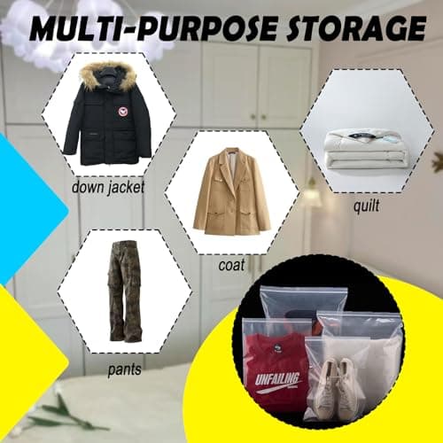 HongChelle 20Pcs 40x60 cm Zipper Seal Bags, Reusable Clear Bags for Clothing, Plastic Waterproof Luggage Organizer, Suitable for Travel, School, Moving, Home Storage. (Without Hole) — view 5