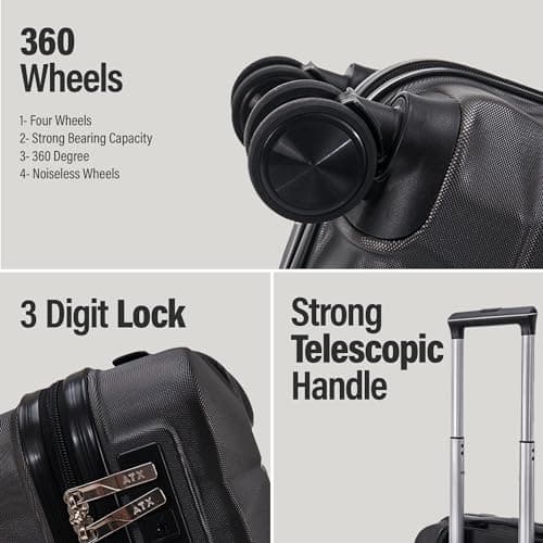ATX Luggage 55x36x20cm Cabin Suitcase Super Lightweight Small Suitcase Approved for 100+ Airlines Including EasyJet, Ryanair, British Airways & Virgin Atlantic (Black, 21Inches, 33Liter) — view 5