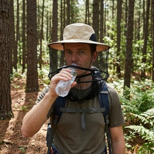 Novocloud 2Pack Mosquito Head Net Hat, Professional Midge Net with Zipper Opening, Anti-Insect Bee Veil Cap for Beekeeping, Fishing, Hiking, Gardening & Outdoor Camping, Sun Protection Mesh Face Cover — view 3