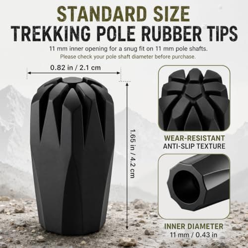 Limiebllu 6 Pcs Hiking Poles Rubber Buffer,11mm Walking Pole Rubber Tips — view 2