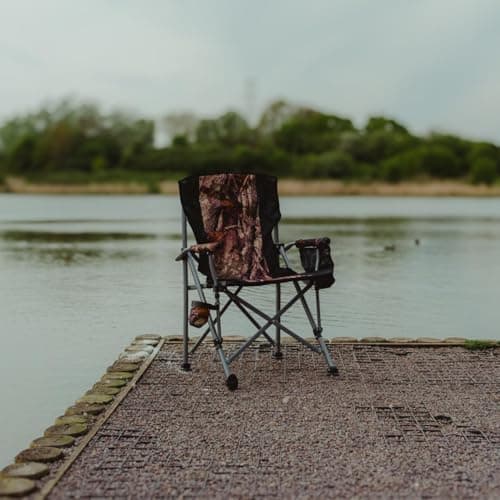 TCTNT Deluxe Folding Camping Chair, 600D Oxford Fabric, with Cup Holder, Side Storage Bag, Supports up to 150kg (Camo/Black) — view 6