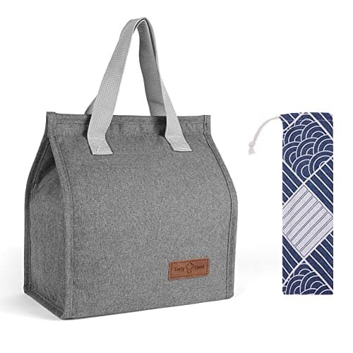 Vicloon Lunch Bags for Women Men, Portable Lunch Box Bag, Insulated Cooler Bag Thermal Leak-Proof Lunch Organizer, Thermal Cooler Bag for Work Outdoor School Travel (Grey)