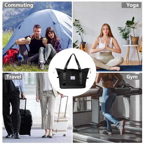 Travel Duffle Bag with Removable Wheels, Expandable Sports Gym Bag for Women Men, Dry Wet Holdall Luggage Weekend Overnight Bags for Swimming, Mum — view 4