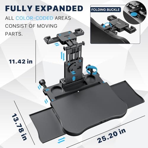Car Back Seat Tray Table, Stable Foldable Auto Backseat Food Trays Desk for Rear Passenger Road Trip Eating & Work, Multifunctional Adjustable Travel Tray with Phone Drink Holder for Laptop iPad — view 4