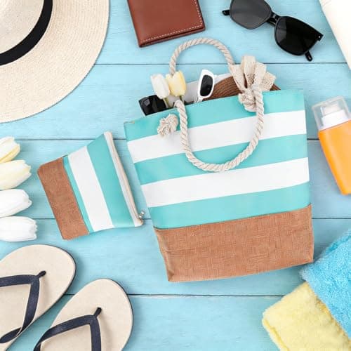 ViEinkaufen 2 Pack Waterproof Beach Bag,Beach Bags for Women with Zipper — view 3