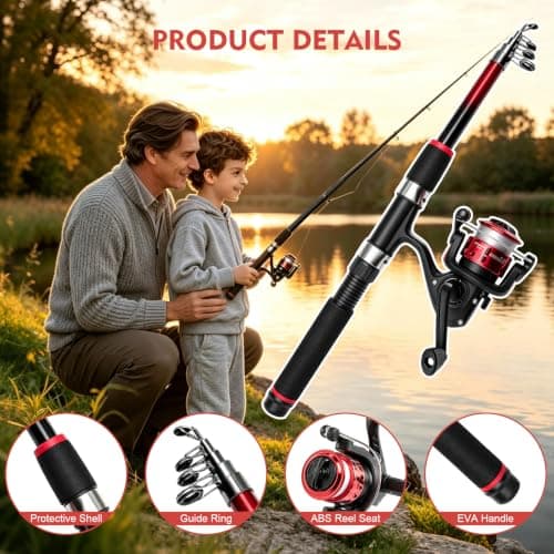 Telescopic Fishing Rod and Spinning Reel Combo,Complete Set for Beginner — view 3