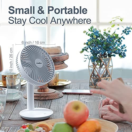 6-Inch Rechargeable Small Desk Fan, Portable Battery-Operated USB Table Electric Fan with 4 Speed Levels, Personal Mini Ventilator for Home Bed Study Room Bedroom Office Camping Cooling-Quite & Silent — view 5