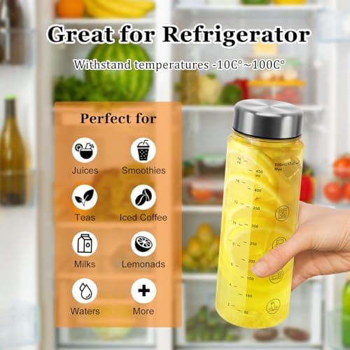 BuildLife 2 Pack Plastic Water Bottle with Stainlesss Steel Lid, 500ML Reusable Tritan Drinking Bottles BPA-Free Leak Proof Beverage Juice Container for School Office Sports (2pcs 500ml) — view 3
