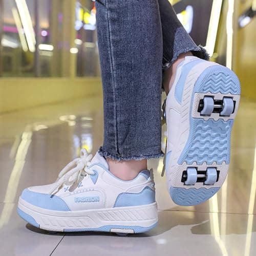 Surwin Roller Skates, Roller Skates for Girls Boys, 2 in 1 Kids Rollerskates, Detachable Walkable Teenagers Retractable Roller Shoes, Shoes with Wheels 4, for Outdoor Sports Walking (Blue,2) — view 2