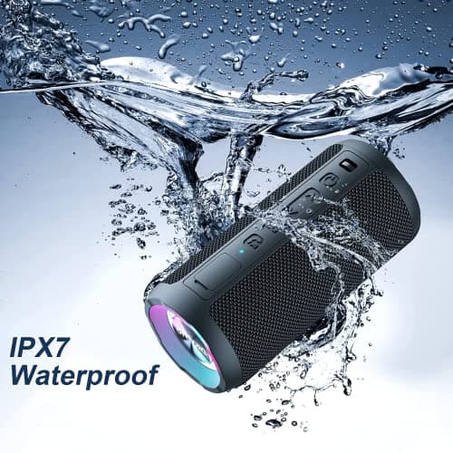 Ortizan Bluetooth Speaker, Portable Wireless Bluetooth Speakers With Led Light, Louder Volume & Enhanced Bass, IPX7 Waterproof, 30H Playtime, Durable Loud Outdoor Speaker for Travel, Sport — view 2