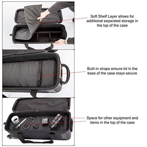 Studio Equipment Trolley Carry Case 31.5 Inches with Straps Padded Compartment Wheel for Tripod Light Stand Strobe Light Umbrella Flash Photography — view 4