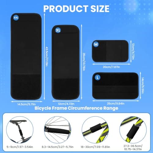 AOOWU Bicycle Frame Protector with 4 Different Sizes, Bike Racks Carbon Frame Protection, Bicycle Carrier Accessory, Transport Protection for Bike Racks, Chainstay Guards, Anti Rub and Scratch, Black — view 2