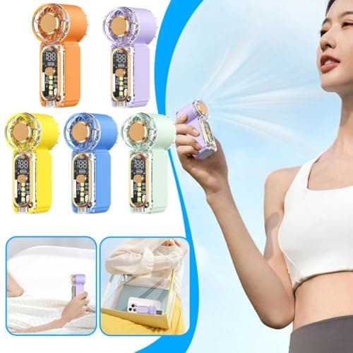 Portable Handheld Mini Fan, 22,200 RPM 1-100 Speeds Rechargeable Usb Personal Turbo Fan with LED Display, Long Battery Life, Small CoolingFan for Beach,Travel/outdoor/office/camping/running (Orange) — view 2