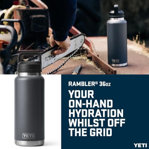YETI Rambler 36 oz (1L) Water Bottle with Chug Cap, Charcoal — view 2