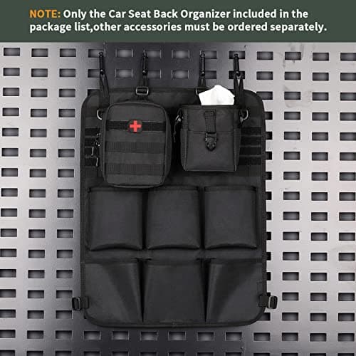 HUNTVP Car Seat Back Organizer, Tactical Molle Vehicle Panel Universal Tactical Vehicle Seat Organizer Storage Bag with 6 Storage Pouch Molle Car Seat Organiser — view 4