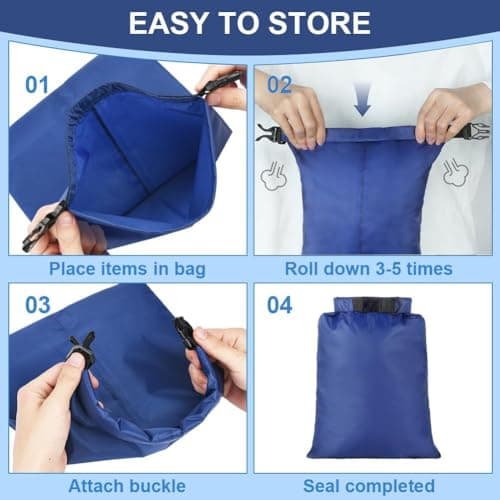 vsshe Waterproof Dry Bags 6PCS, Lightweight DryBags, Compression Sack Canoe Bag with1.5L, 2.5L, 3L 3.5L, 5L, 8L Sacks Bag for Kayaking Rafting Boating Hiking Camping Travel Backpacking — view 5
