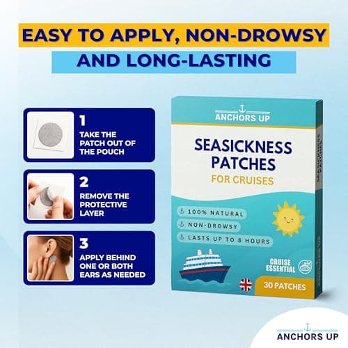 Seasickness Patches for Cruises – Treats Motion and Sea Sickness – Non-Drowsy – 100% Natural – Fast Relief – Long-Lasting – Box of 30 – Cruise Essential by Anchors Up — view 5