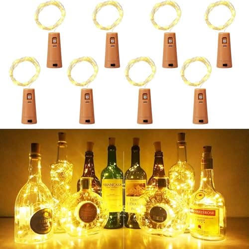 Wine Bottle Lights with Cork 8 Pcs Warm White Fairy Lights Battery Operated