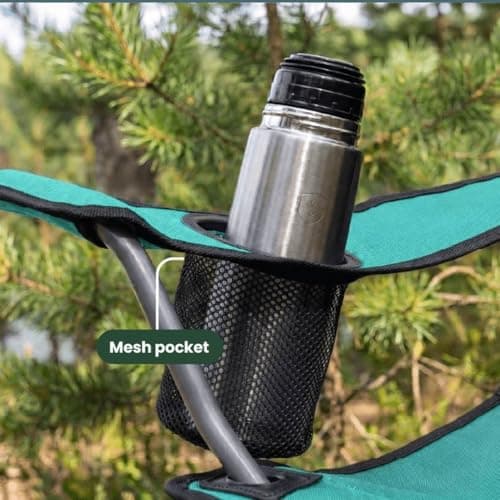 I LOVE FANCY DRESS Green Folding Camping Chairs with Cup Holder - Pack of 2 - Lightweight Outdoor Chairs with Carry Bag for Fishing, Festivals, Camping Trips, Picnics & Summer Activities — view 5