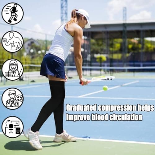 2 Pairs Compression Socks for Women and Men, Open Toe Graduated Stockings Support Non-Slip Breathable Pressure Socks for Sports, Flying, Shin Splints, Travel, Running (S-M) — view 6