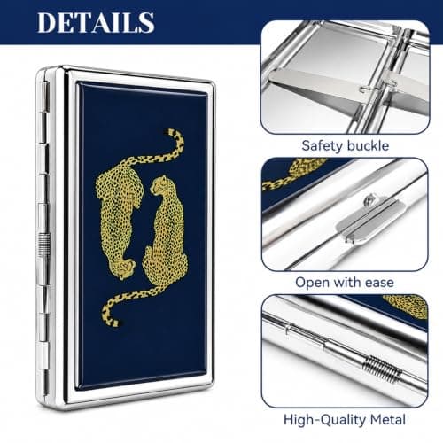 Cuxawamiyo Vintage Metal Cigarette Case with Snap Button Slim Cigarette Box Card Holder Wallet for Travel and Daily Use — view 3