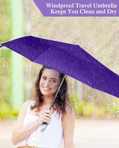Yahenda 4 Pack Windproof Travel Umbrellas Bulk Automatic Open and Close Umbrella Folding Rain Umbrella for Men Women(Purple, Black) — view 5