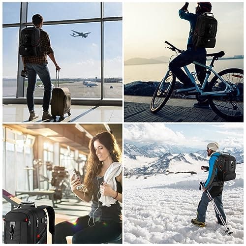 VESERI Backpack with Shoe Compartment,18.4in Laptop Bag for Travel Business,Sport Gym Bag for College School Bookbag for Men Women,Black — view 6