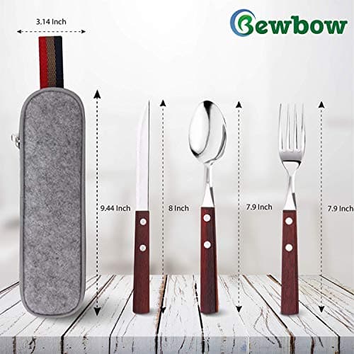 Premium Quality Stainless Steel Travel Utensils Set with case, Healthy & Eco-Friendly 3pc Full Size Fork, Spoon, Portable, Reusable Utensils with case — view 2