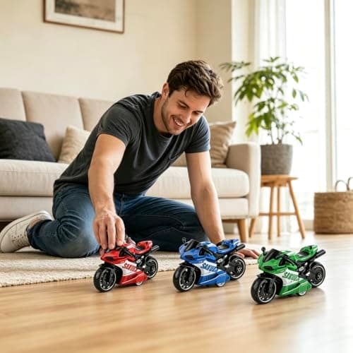 RJFUJP 3Pcs Toy Motorbike, Motorbike Toy, Three Motorcycle Models with Pull-Back Action, Hand-Eye Coordination Development, Display Decoration for Collectors, Compact Travel Entertainment, Gift — view 5