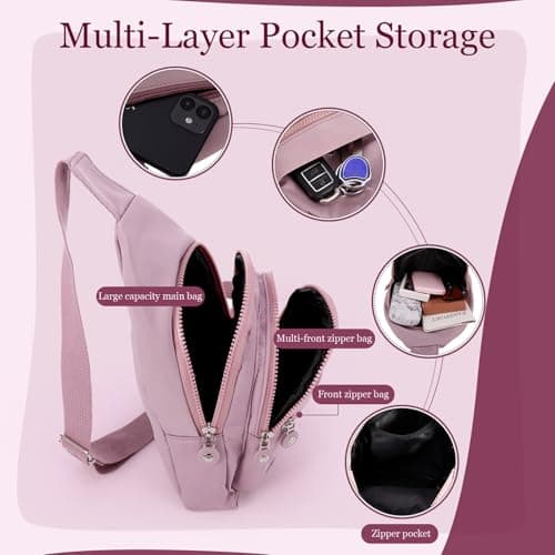 2PCS Sling Chest Bags for Women Men Waterproof Nylon Crossbody Bag — view 4